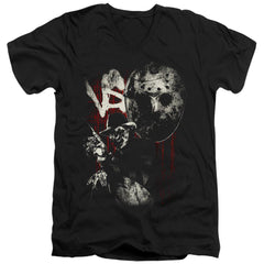Freddy vs. Jason Scratches Men's 30/1 Cotton Slim V-Neck T-Shirt