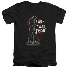 Friday The 13th I Wish It Was Friday Men's 30/1 Cotton Slim V-Neck T-Shirt