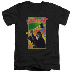 Friday The 13th Retro Game Men's 30/1 Cotton Slim V-Neck T-Shirt