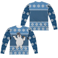 Frosty The Snowman Frosty Sweater (Front/Back Print) Men's Regular Fit Polyester Long-Sleeve T-Shirt