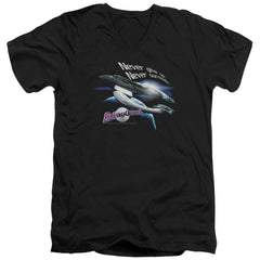 Galaxy Quest Never Surrender Men's 30/1 Cotton Slim V-Neck T-Shirt
