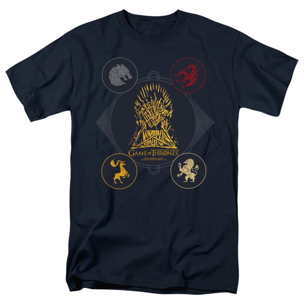 Game Of Thrones 4 Houses 4 The Throne Men's 18/1 Cotton Short-Sleeve T-Shirt