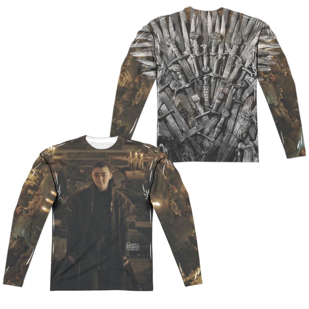 Game Of Thrones Arya For The Throne (Front/Back Print) Men's Regular Fit Polyester Long-Sleeve T-Shirt