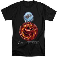 Game Of Thrones Combined Targaryn And Stark Men's 18/1 Tall Cotton Short-Sleeve T-Shirt