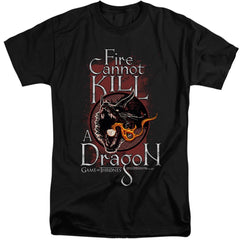 Game Of Thrones Fire Cannot Kill A Dragon Men's 18/1 Tall Cotton Short-Sleeve T-Shirt