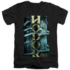 Game Of Thrones Hodor Men's 30/1 Cotton Slim V-Neck T-Shirt