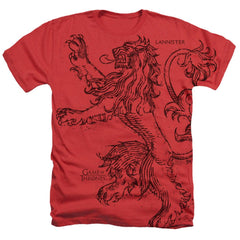 Game Of Thrones House Lannister Tonal Men's 30/1 Cotton Poly SS Heather T