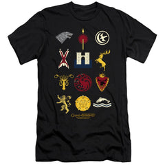 Game Of Thrones House Sigils Men's Ultra-Soft 30/1 Cotton Slim Short-Sleeve T-Shirt