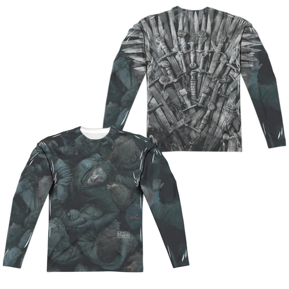 Game Of Thrones Jon Snow The Throne (Front/Back Print) Men's Regular Fit Polyester Long-Sleeve T-Shirt