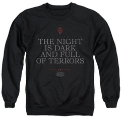 Game Of Thrones Night Is Dark Men's Crewneck 50 50 Poly Long-Sleeve T-Shirt
