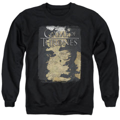 Game Of Thrones Series Map Men's Crewneck 50 50 Poly Long-Sleeve T-Shirt