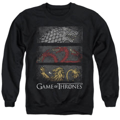 Game Of Thrones Sigil Banners Men's Crewneck 50 50 Poly Long-Sleeve T-Shirt
