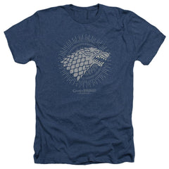 Game Of Thrones Stark Burst Sigils Men's 30/1 Heather 60 40 Poly Short-Sleeve T-Shirt