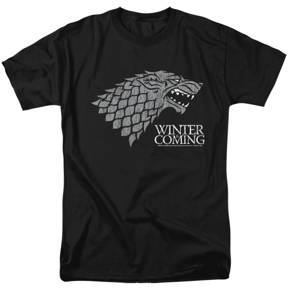 Game Of Thrones Startk Winter Is Coming On Black Men's 18/1 Cotton Short-Sleeve T-Shirt