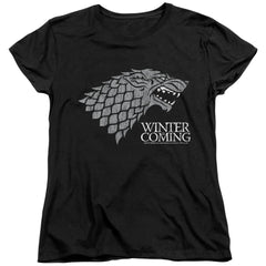 Game Of Thrones Startk Winter Is Coming On Black Women's 18/1 Cotton Short-Sleeve T-Shirt