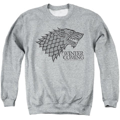 Game Of Thrones Startk Winter Is Coming On Gray Men's Crewneck 50 50 Poly Long-Sleeve T-Shirt