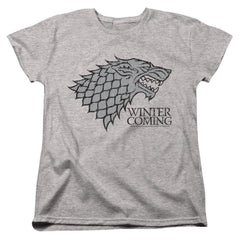 Game Of Thrones Startk Winter Is Coming On Gray Women's 18/1 Cotton Short-Sleeve T-Shirt