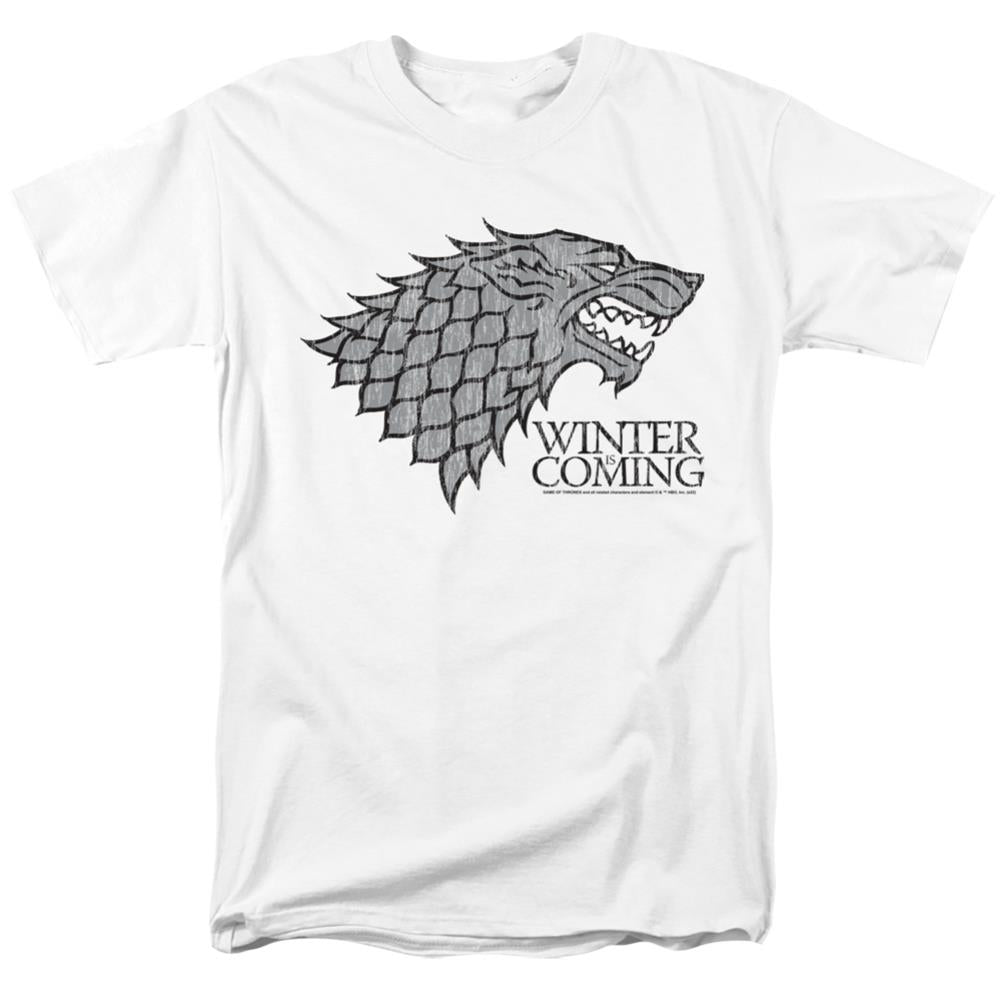 Game Of Thrones Startk Winter Is Coming On White Men's 18/1 Cotton Short-Sleeve T-Shirt
