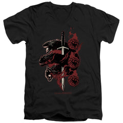 Game Of Thrones Targaryen Dragons Men's 30/1 Cotton Slim V-Neck T-Shirt