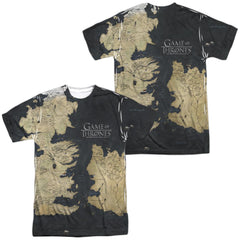 Game Of Thrones Westeros Map (Front/Back Print) Men's Regular Fit Polyester Short-Sleeve T-Shirt