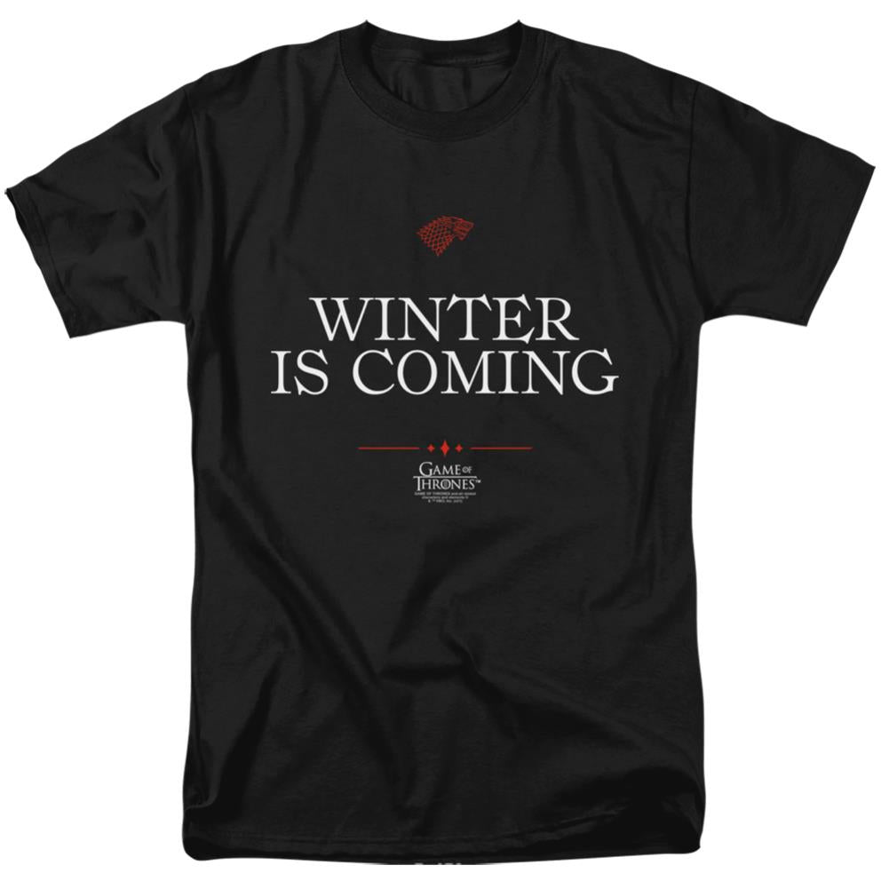 Game Of Thrones Winter Is Coming Text Men's 18/1 Cotton Short-Sleeve T-Shirt