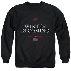 Game Of Thrones Winter Is Coming Text Men's Crewneck 50 50 Poly Long-Sleeve T-Shirt