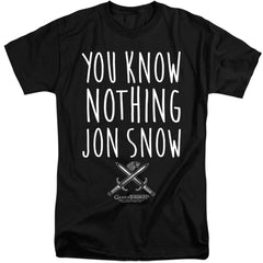 Game Of Thrones You Know Nothing Jon Snow Men's 18/1 Tall Cotton Short-Sleeve T-Shirt