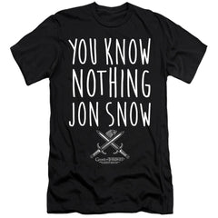 Game Of Thrones You Know Nothing Jon Snow Men's Ultra-Soft 30/1 Cotton Slim Short-Sleeve T-Shirt