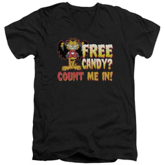 Garfield Count Me In Men's 30/1 Cotton Slim V-Neck T-Shirt
