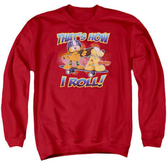 Garfield How I Roll Men's Crewneck 50 50 Poly Long-Sleeve T-Shirt