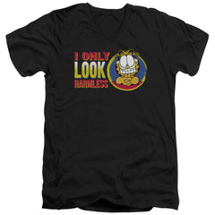 Garfield I Only Look Harmless Men's 30/1 Cotton Slim V-Neck T-Shirt