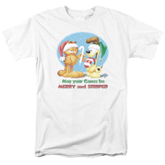 Garfield Merry And Striped Men's 18/1 Cotton Short-Sleeve T-Shirt
