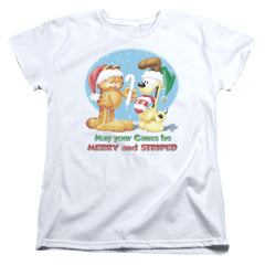 Garfield Merry And Striped Women's 18/1 Cotton Short-Sleeve T-Shirt