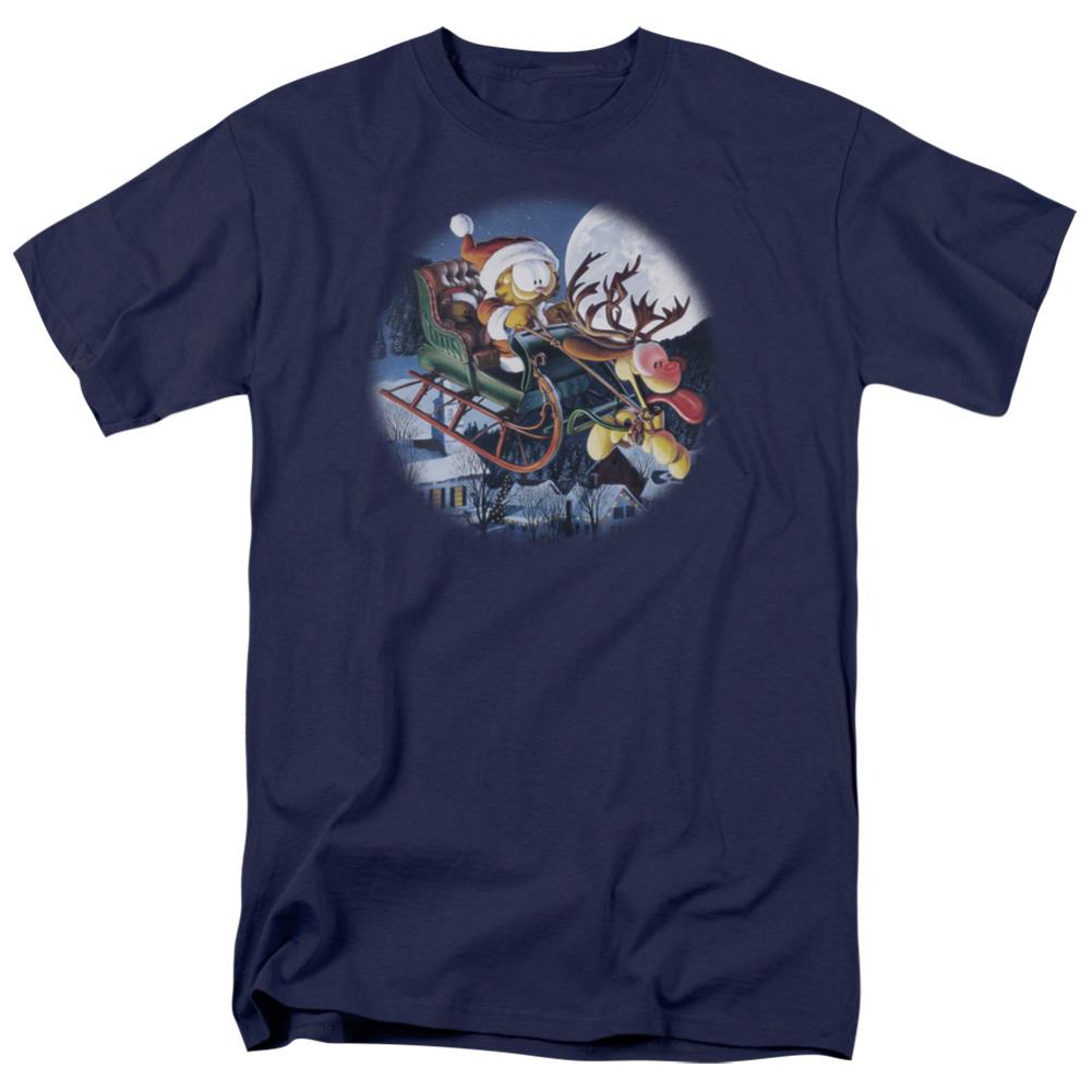 Garfield Moonlight Ride Men's 18/1 Cotton Short-Sleeve T-Shirt