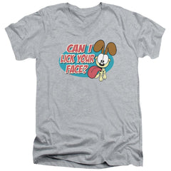 Garfield Question Men's 30/1 Cotton Slim V-Neck T-Shirt