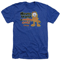 Garfield Smiling Men's 30/1 Heather 60 40 Poly Short-Sleeve T-Shirt