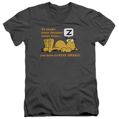 Garfield Stay Awake Men's 30/1 Cotton Slim V-Neck T-Shirt