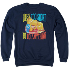 Garfield Too Short Men's Crewneck 50 50 Poly Long-Sleeve T-Shirt