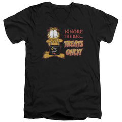 Garfield Treats Only Men's 30/1 Cotton Slim V-Neck T-Shirt