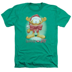 Garfield Unwrap The Joy! Men's 30/1 Heather 60 40 Poly Short-Sleeve T-Shirt
