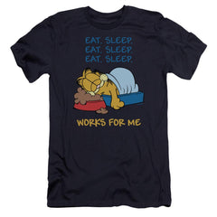 Garfield Works For Me Men's Ultra-Soft 30/1 Cotton Slim Short-Sleeve T-Shirt