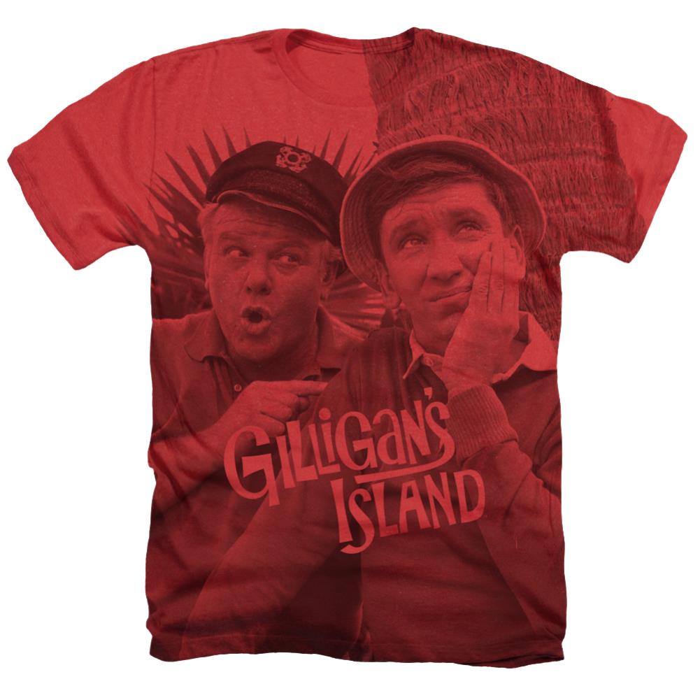 Gilligan's Island Gilligan And The Skipper Men's 30/1 Cotton Poly SS Heather T