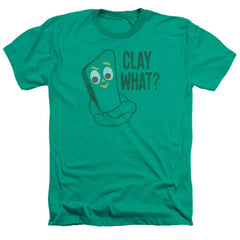 Gumby Clay What Men's 30/1 Heather 60 40 Poly Short-Sleeve T-Shirt
