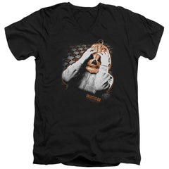 Halloween III Pumpkin Mask Men's 30/1 Cotton Slim V-Neck T-Shirt