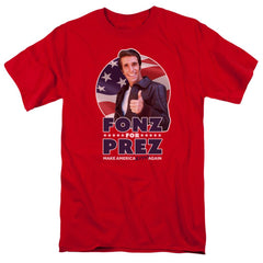 Happy Days Fonz For Prez Men's 18/1 Cotton Short-Sleeve T-Shirt