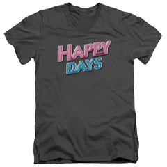 Happy Days Happy Days Logo Men's 30/1 Cotton Slim V-Neck T-Shirt
