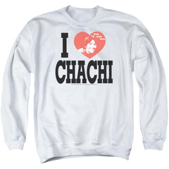 Happy Days I Heart Chachi Men's Crewneck 50 50 Poly Long-Sleeve T-Shirt