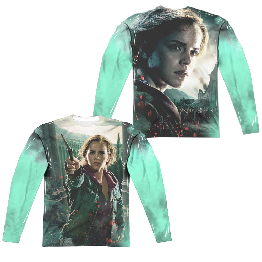 Harry Potter Hermione Final Battle (Front/Back Print) Men's Regular Fit Polyester Long-Sleeve T-Shirt