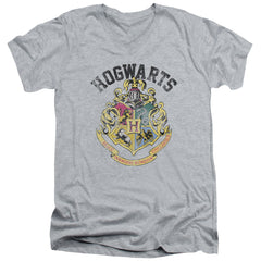 Harry Potter Hogwarts Crest Men's 30/1 Cotton Slim V-Neck T-Shirt