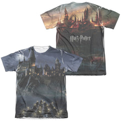 Harry Potter Hogwarts (Front/Back Print) Men's Regular Fit Poly Cotton Short-Sleeve T-Shirt